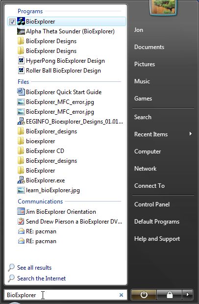 Search for BioExplorer in Start Search bar